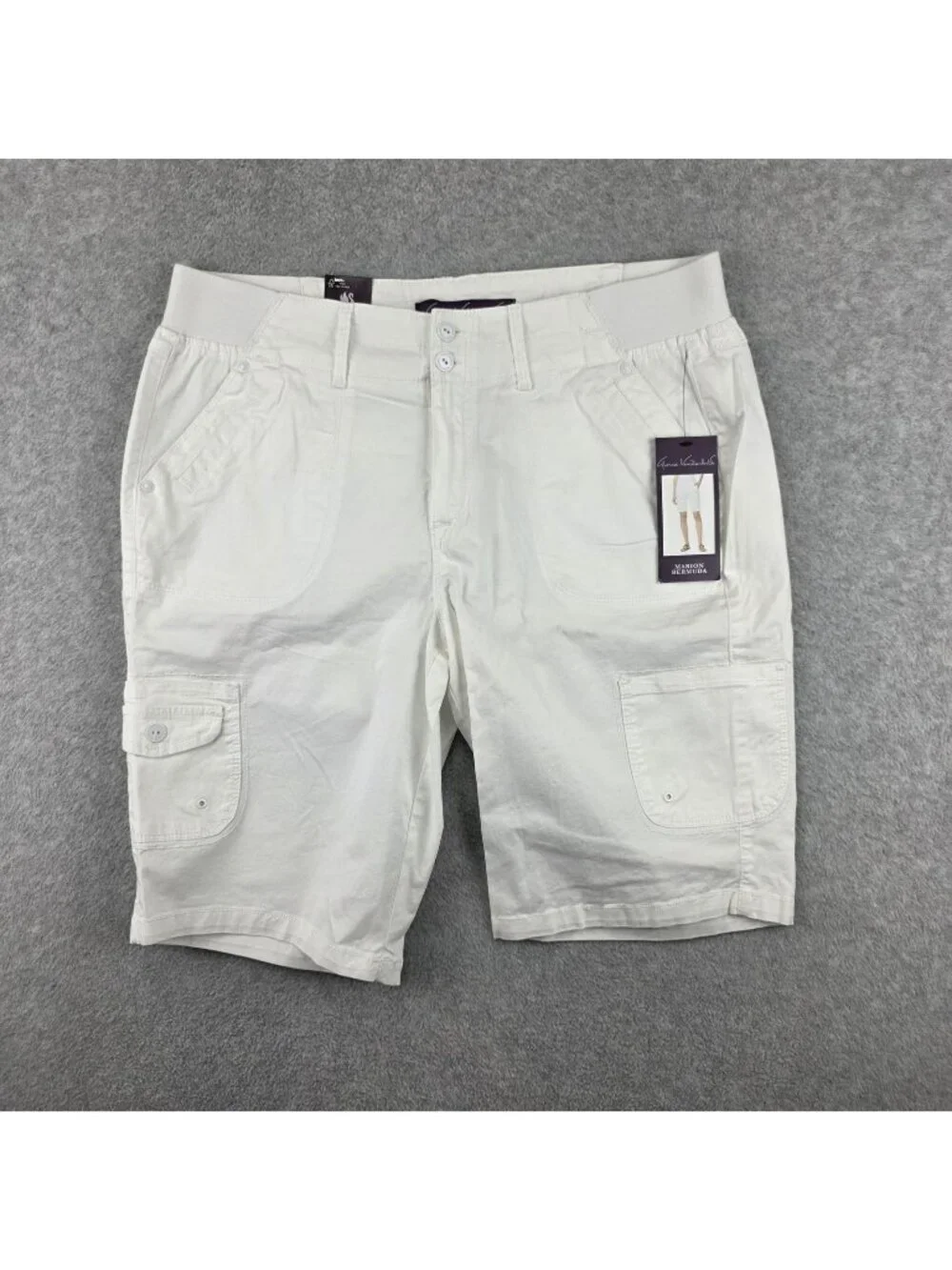 Gloria Vanderbilt Marion Bermuda Shorts Womens 10 White Cargo NWT Stretch Casual
